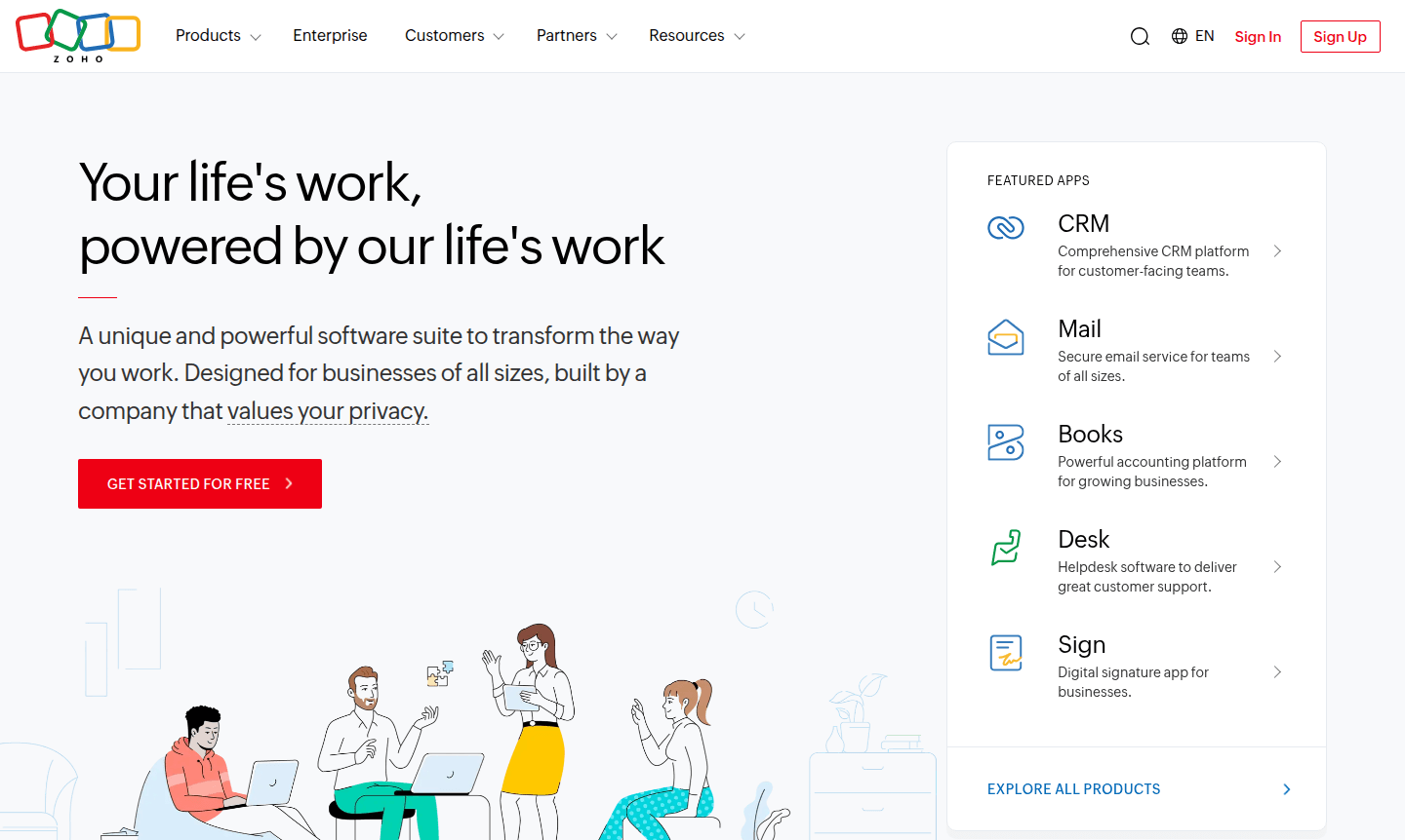 Zoho software interface thumbnail