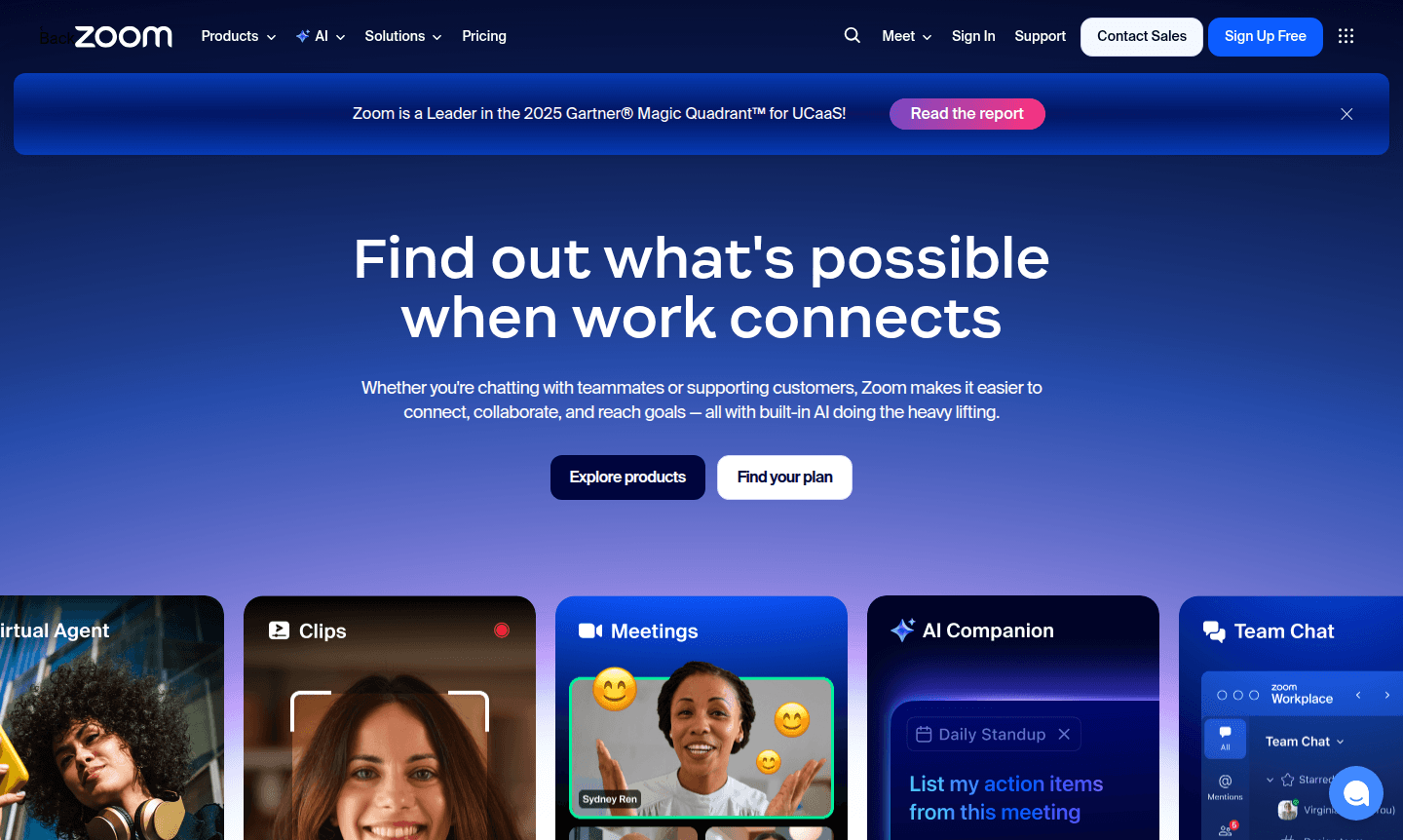 Zoom video conferencing interface