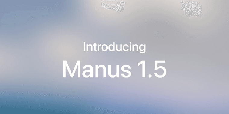 Manus 1.5 no-code AI web app builder interface showing application creation dashboard