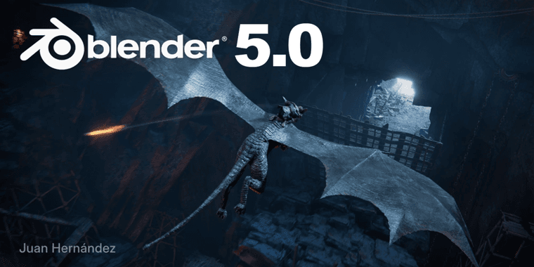 Blender 5.0 interface showing new ACES color pipeline and rendering features