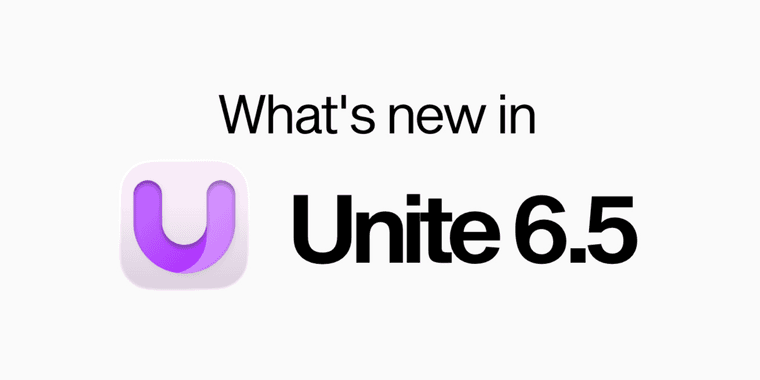Unite 6.5 browser interface showing updated design and macOS 26 Tahoe compatibility