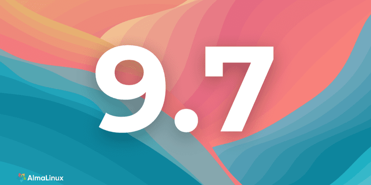 AlmaLinux 9.7 desktop interface showing updated development tools and security features