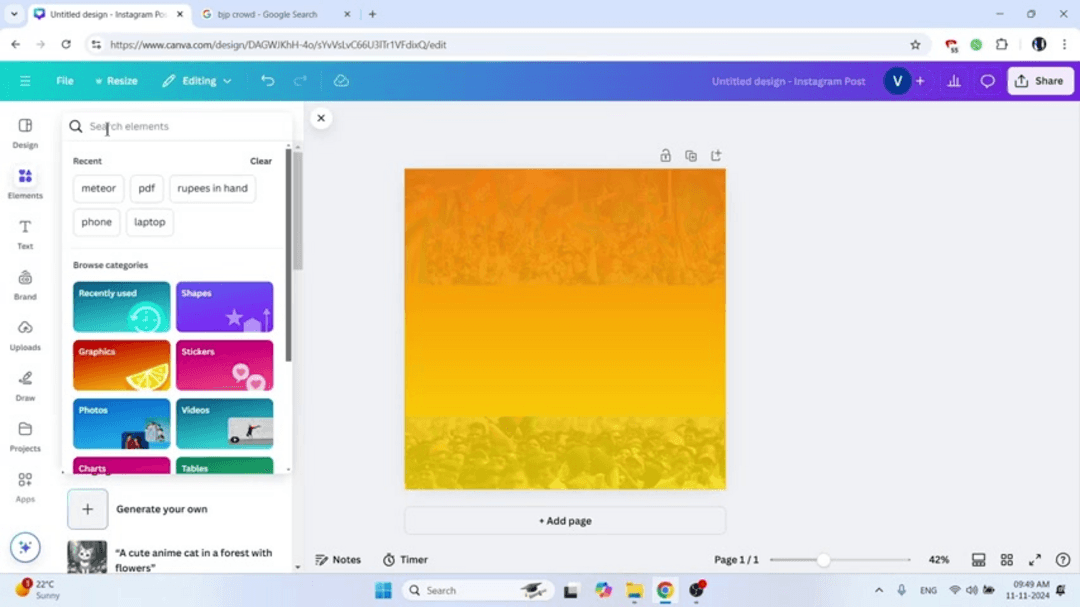 Professional political poster design created using Canva with gradient background and political figures