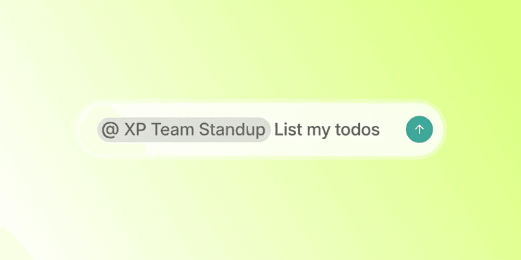 Granola Chat interface showing @ mention feature for meeting notes