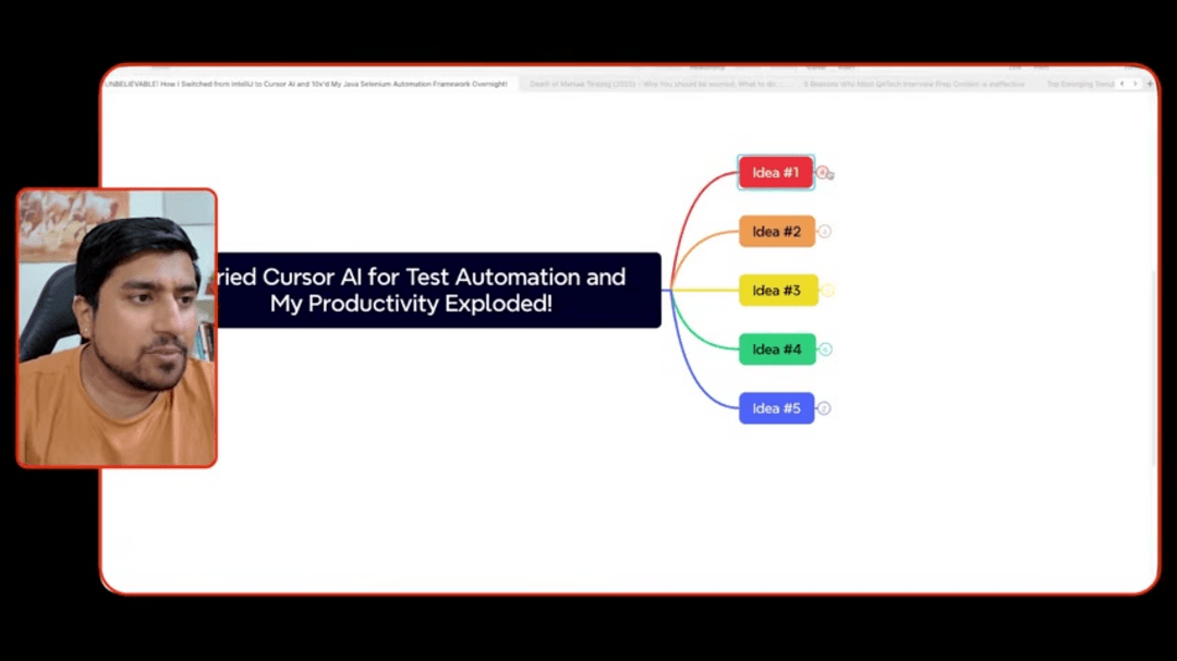 Cursor AI interface showing AI-powered code completion and test automation features