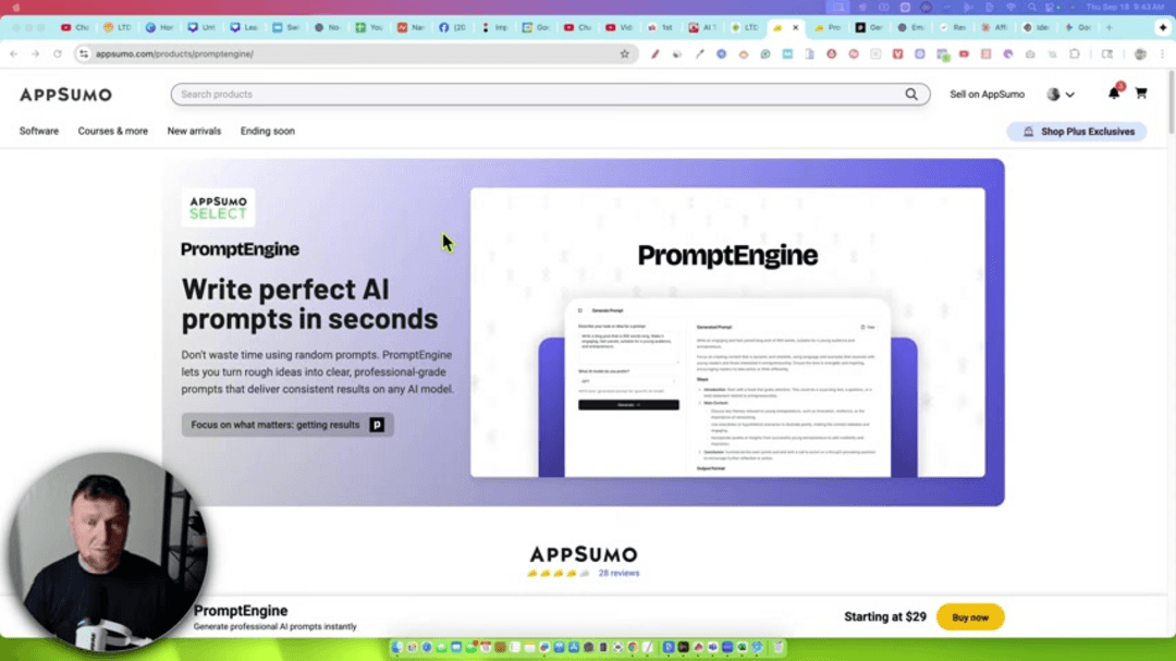 PromptEngine AI interface showing prompt generation dashboard