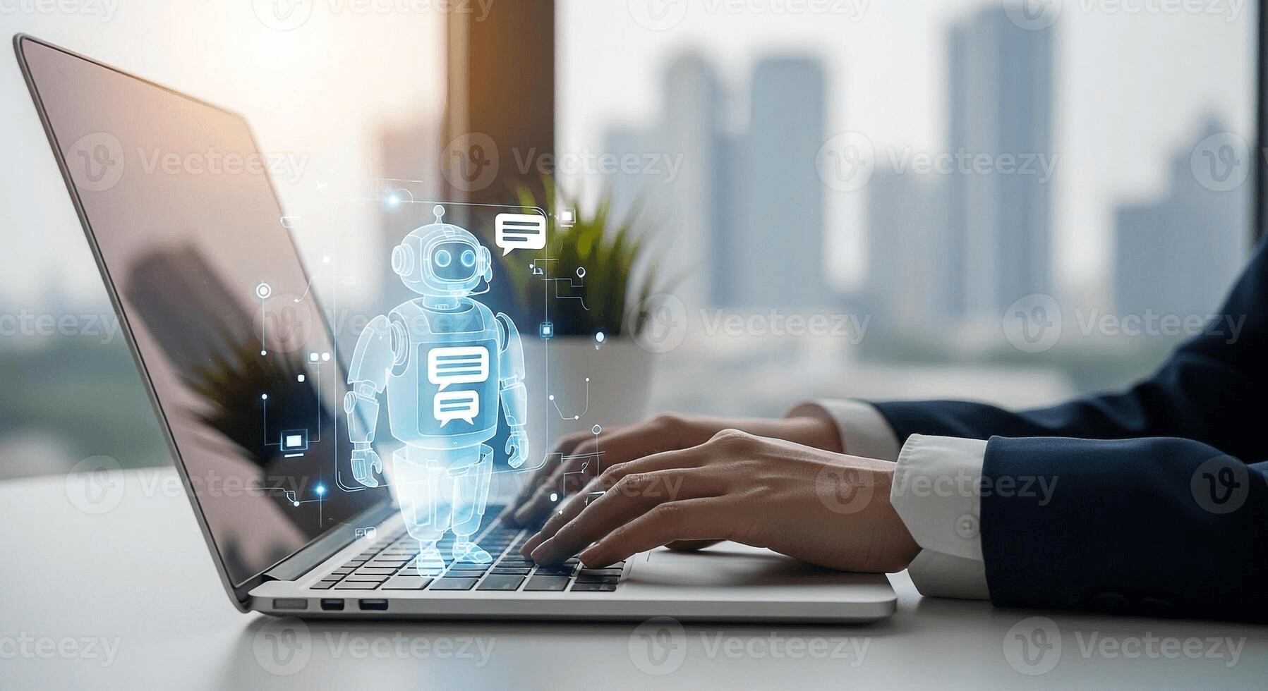 AI customer support system interface showing chatbot interaction with human agent oversight
