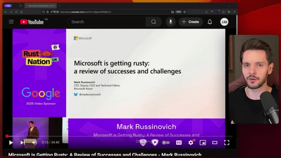 Microsoft Rust programming language adoption and integration across Windows, Azure, and Office products