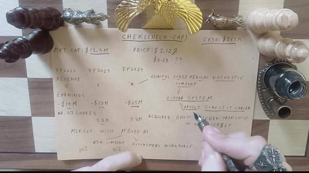 Check-Cap investment analysis showing stock chart and AI technology visualization