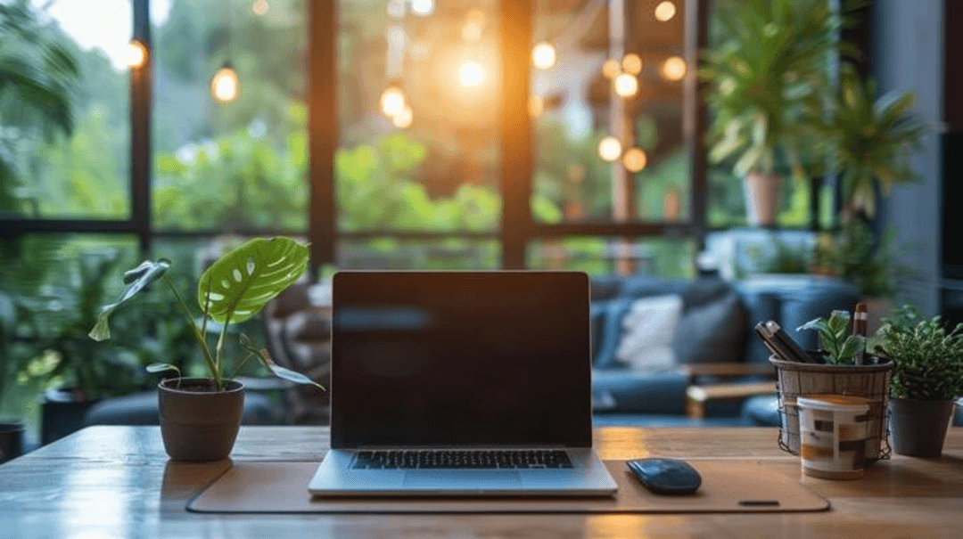 Digital technology trends showing spring season transition and computer customization interface