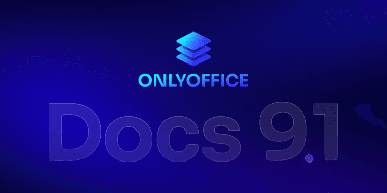 ONLYOFFICE Docs 9.1 interface showing PDF redaction tools and chart editing features