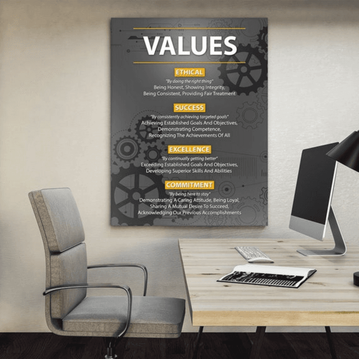 Modern company culture poster created with Venngage AI showing teamwork and innovation values
