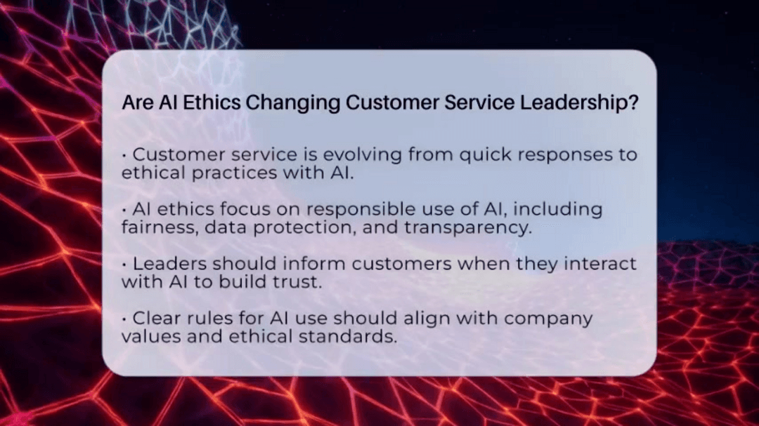 AI ethics framework for customer service leadership showing transparency and trust building