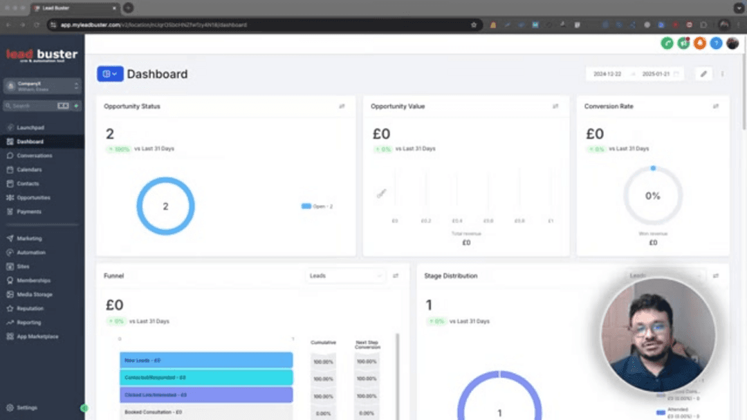 GoHighLevel Conversational AI workflow dashboard showing automation setup