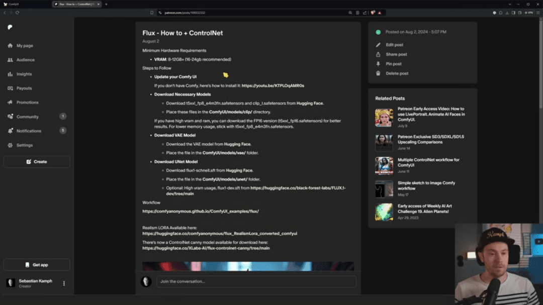 Flux AI art generation workflow in ComfyUI interface showing node-based setup