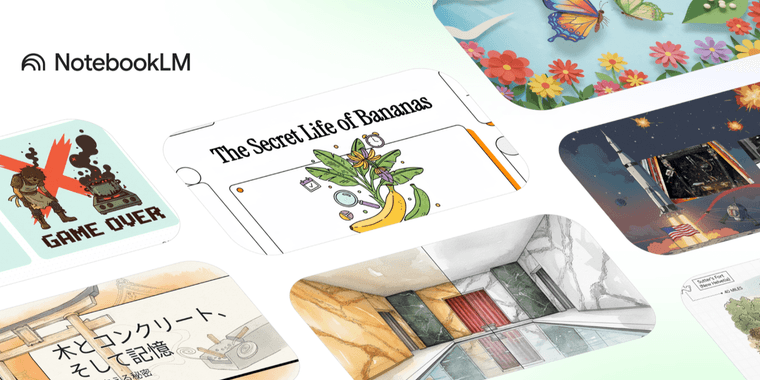 Google NotebookLM interface showing AI-generated video overview with Gemini Nano Banana integration