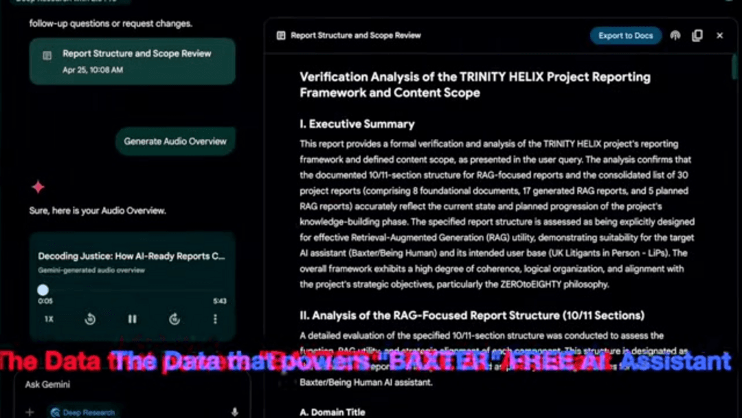 Baxter AI Legal Assistant interface showing legal support features