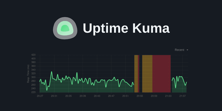 Uptime Kuma 2.0 monitoring dashboard showing modern interface with uptime statistics