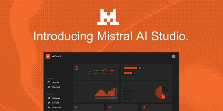 Mistral AI Studio dashboard interface showing model catalog and observability features