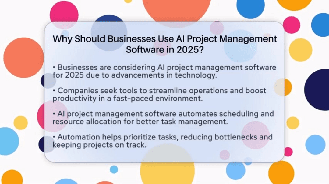 AI project management dashboard showing automated scheduling and real-time analytics