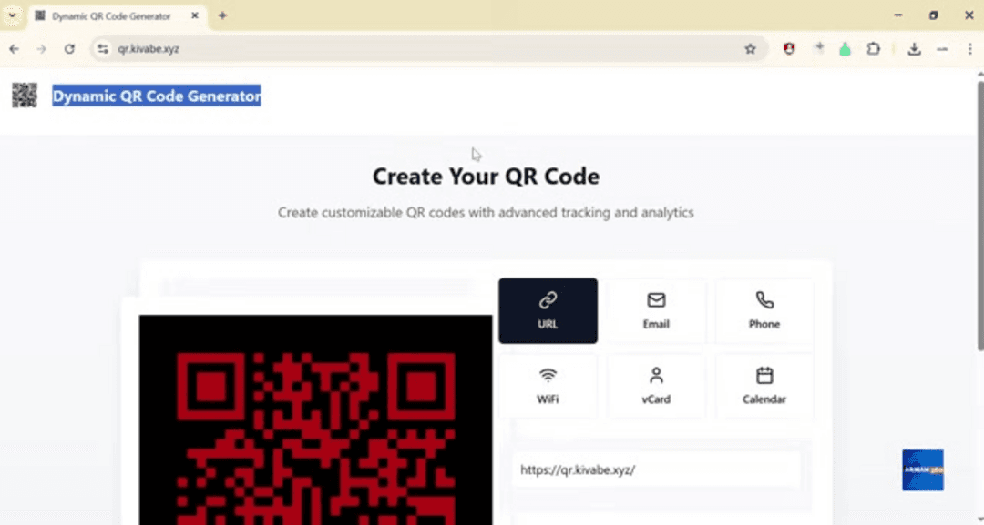 Dynamic QR code generator interface showing customization options and generated codes