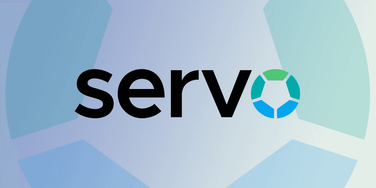 Servo browser engine logo and GitHub release interface showing version 0.0.1