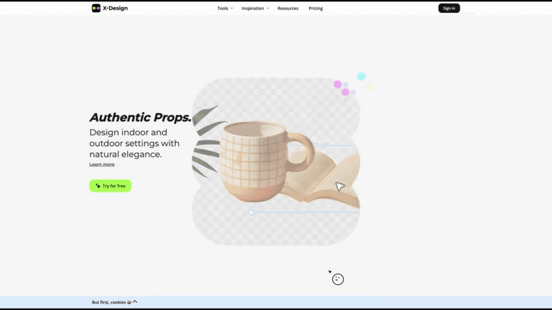 X-Design AI photo editing platform interface showing product image transformation