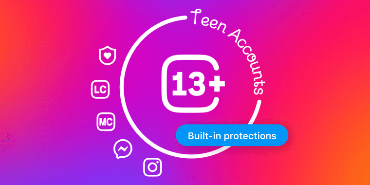 Instagram teen safety features showing parental controls and content restrictions