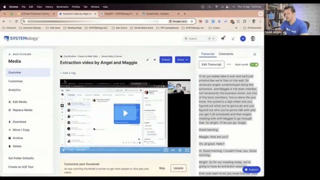 AI-powered SOP creation workflow showing ChatGPT and SystemHub integration