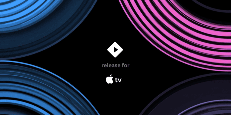 Stremio Lite app interface on Apple TV showing video streaming options