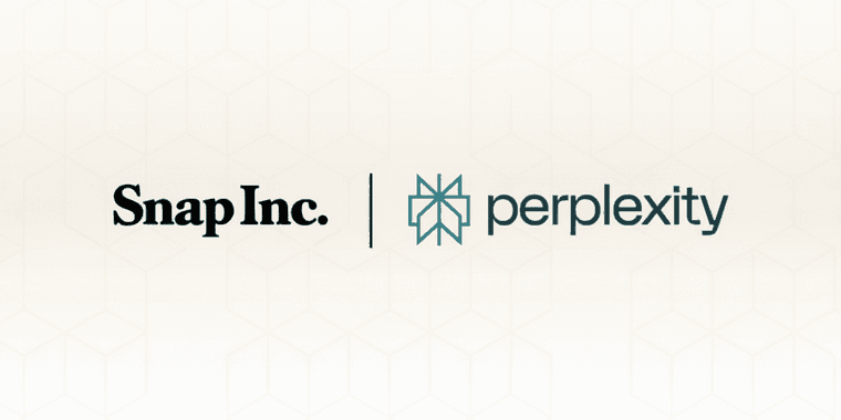 Snapchat and Perplexity AI partnership announcement showing search integration interface