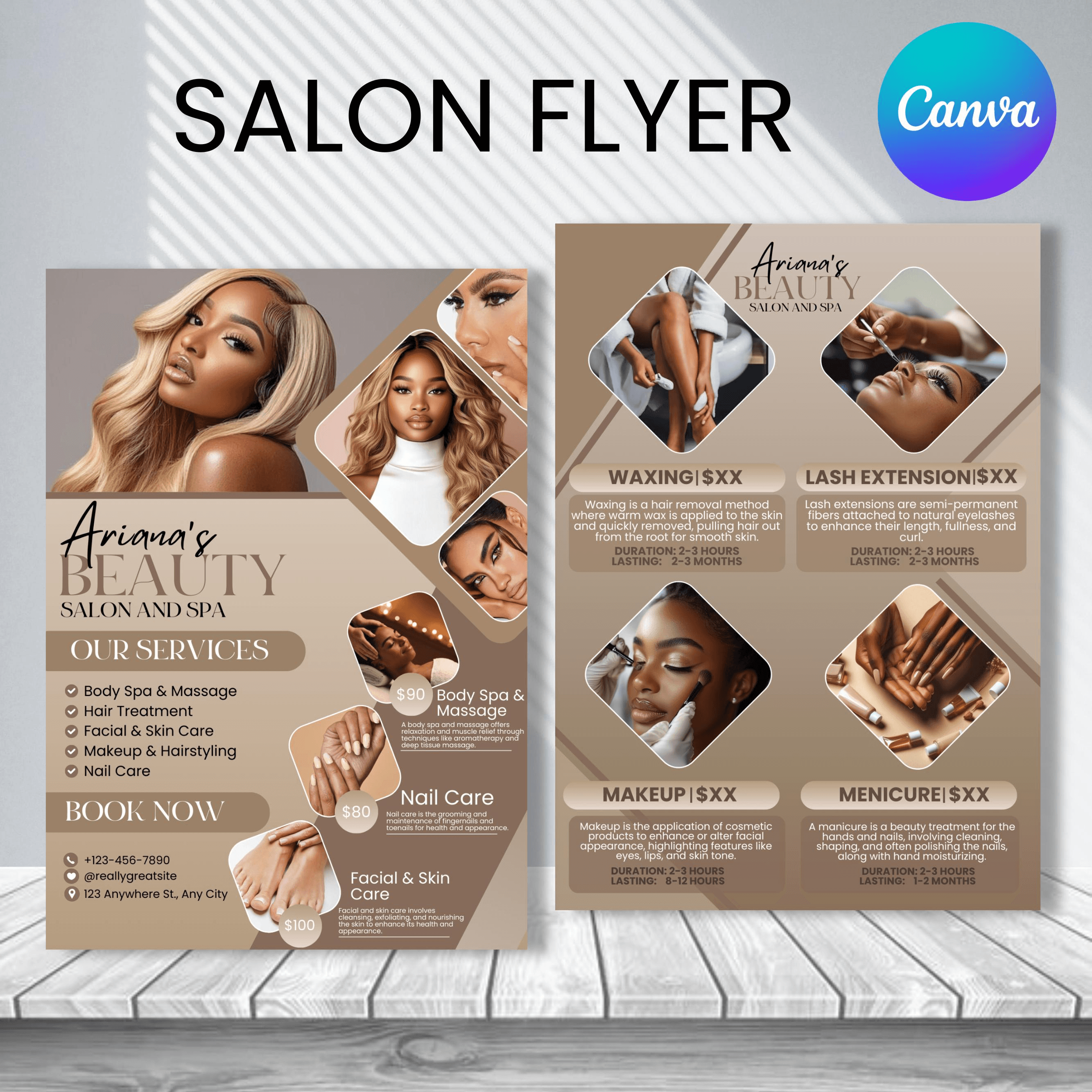 Professional beauty salon poster created using Canva design platform