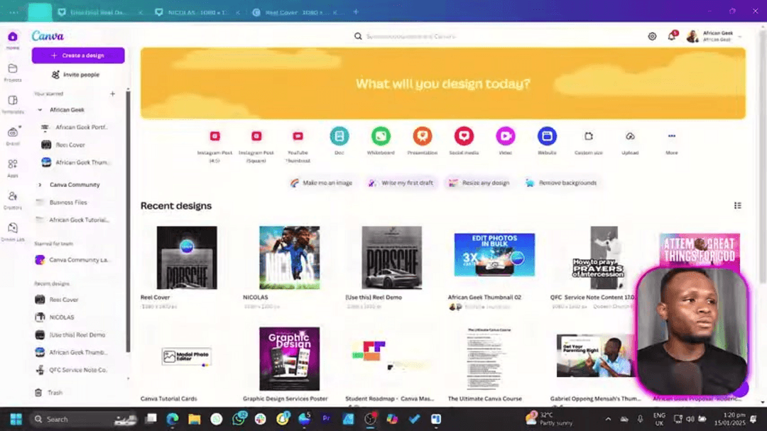Professional football poster design created in Canva showing stadium background with player images