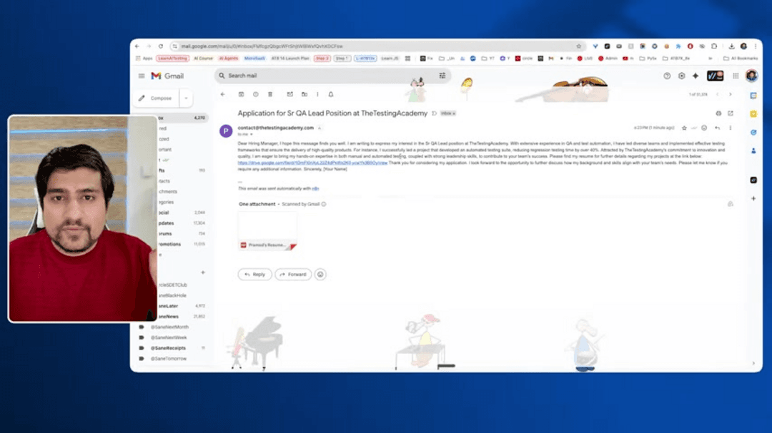 N8N workflow automation platform interface showing job application automation