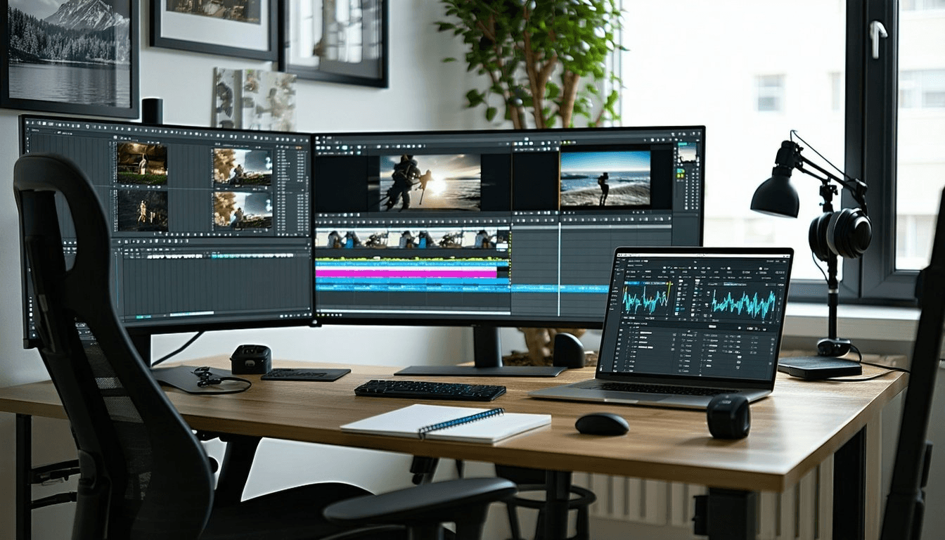 AI video editing interface showing automated tools and effects