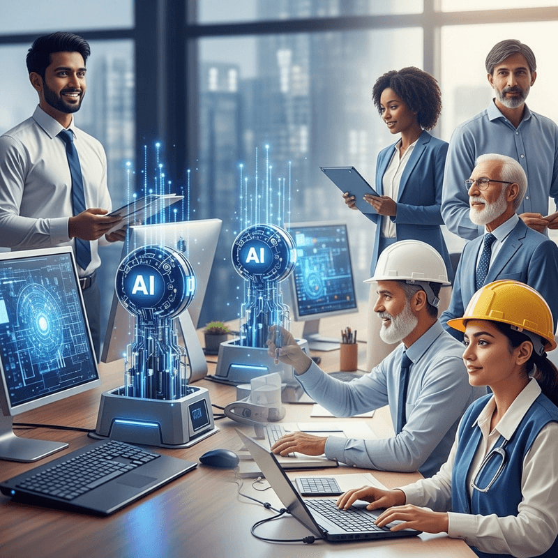 Mobile workforce using AI task management platform on smartphones and tablets