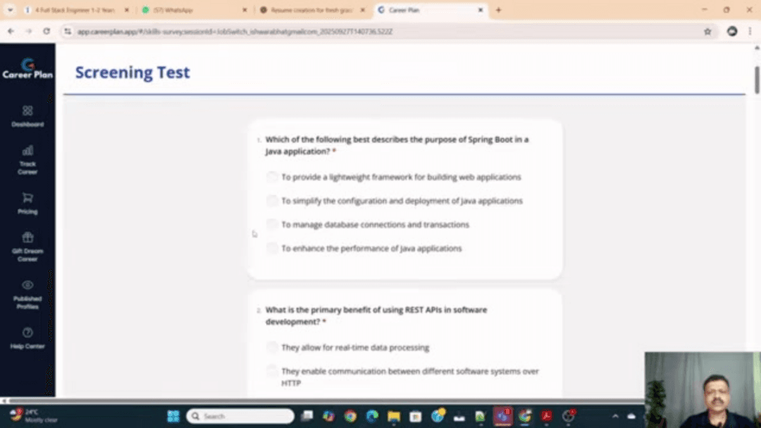 CareerPlan platform interface showing career planning tools and features